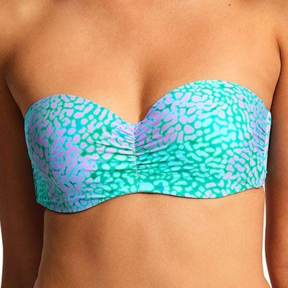 Seafolly Women’s Size US 4 UK 8 Sea Skin Bustier‎ Bandeau Bikini Top Vivid Green - Picture 2 of 9